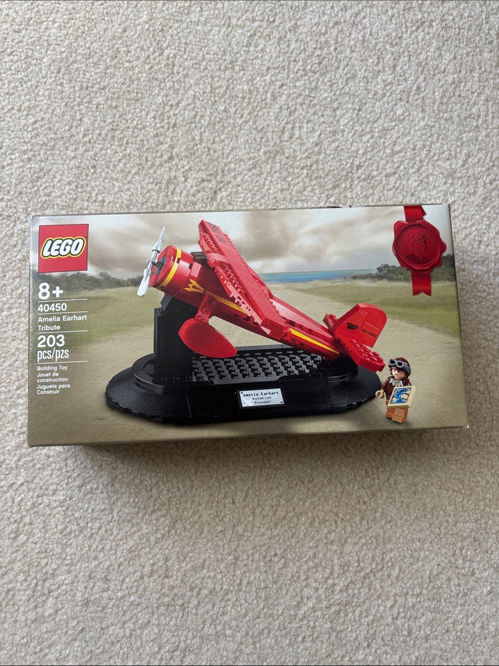 Lego Red Amelia Earhart Tribute Display Plane Set (SEALED)